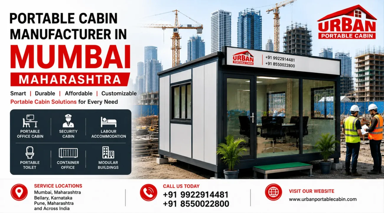 Portable cabin manufacturer in Bengaluru Karnataka providing portable office cabins, security cabins, container office cabins, site office cabins, and modular buildings by Urban Portable Cabin