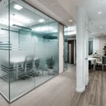 Toughened glass works Pune glass door at office entrance