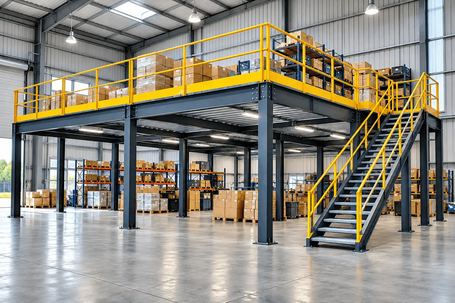 Mezzanine Floor Pune Mezzanine floor Pune steel frame in warehouse
