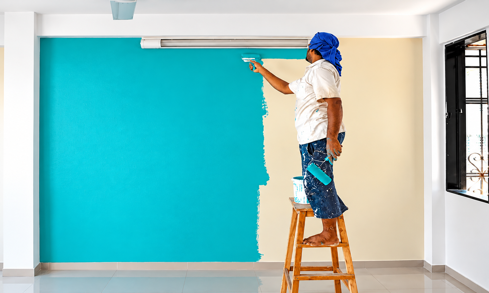 Industrial painting work Pune on factory wall